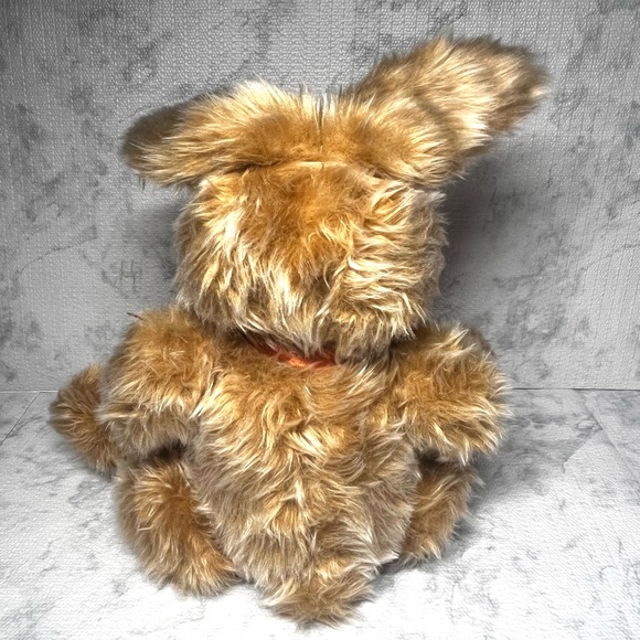 Furry Brown Stuffed Bunny Plush. Approx 10" tall. - Picture 2 of 8